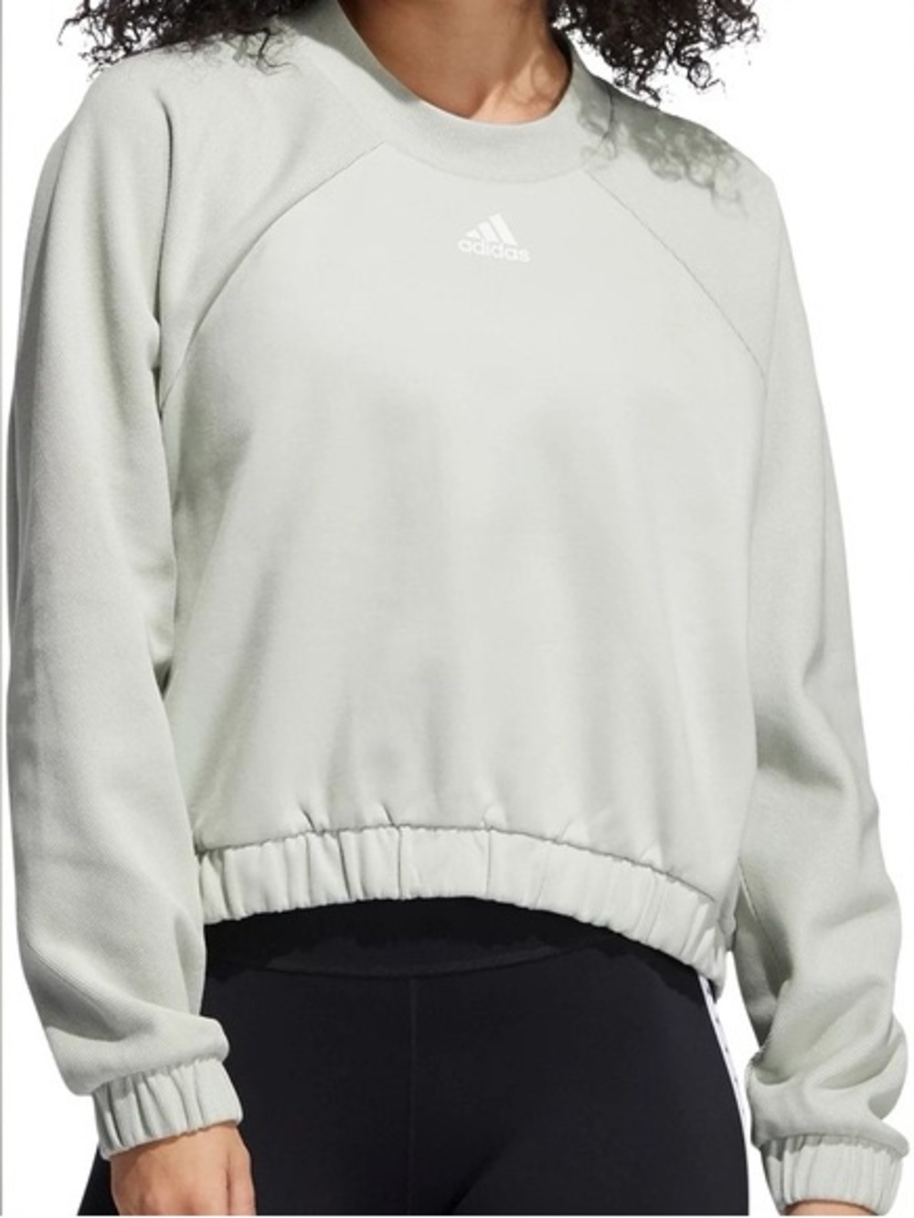 Adidas Sage Green‎ Cropped Oversized Comfy Cozy Streetwear Athletic Sweater